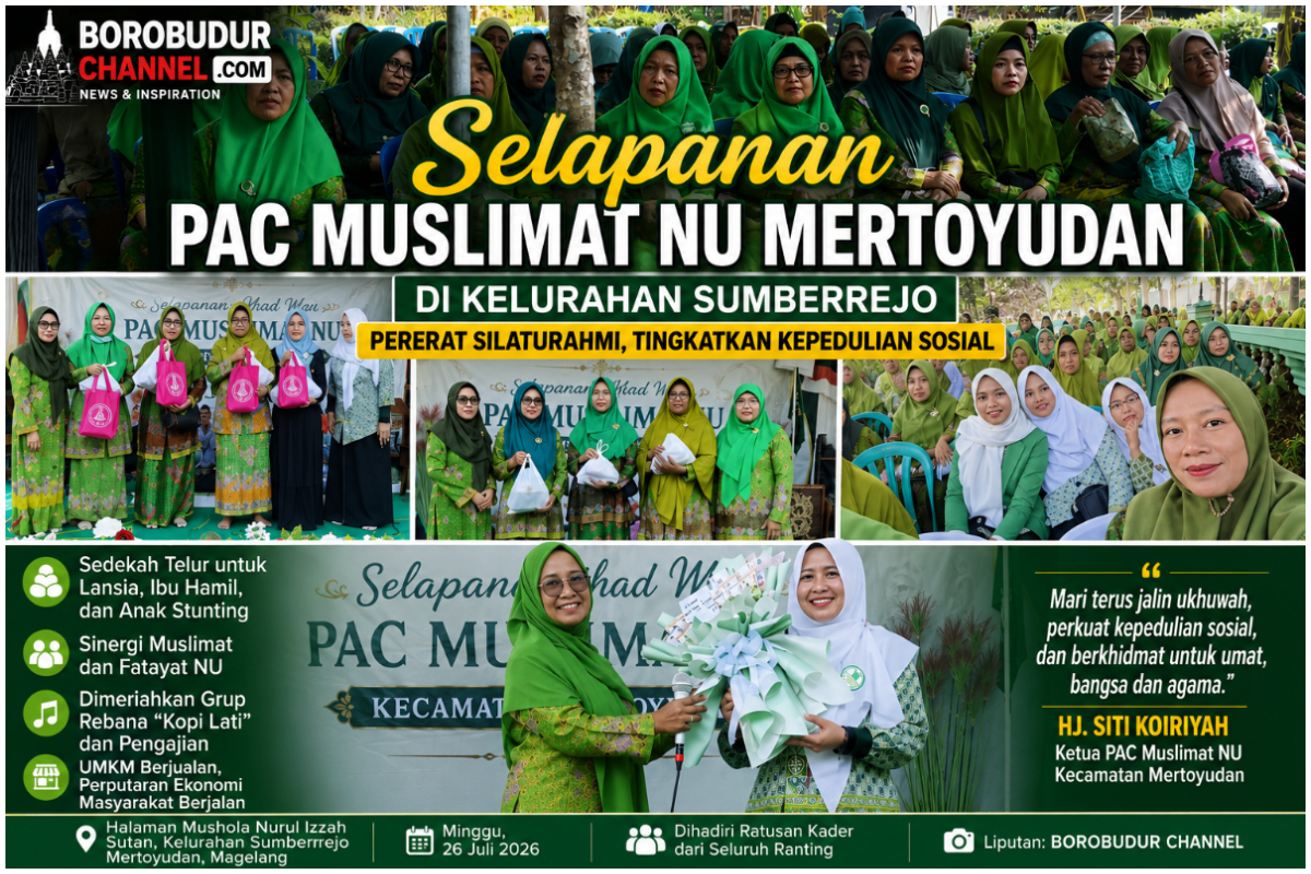 Kegiatan Selapanan PAC Muslimat NU Mertoyudan Minggu 26 07 2026 di Lingk. Sutan Sumberejo Mertoyudan. foto Muslimat