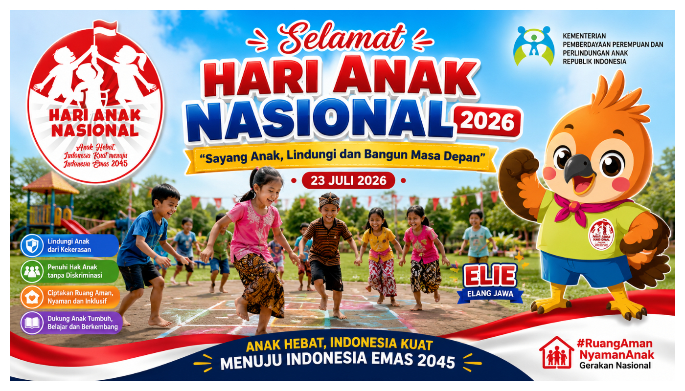 Logo resmi Maskot dan Pedoman Peringatan Hari anak Nasional dari Kementrian PPPA