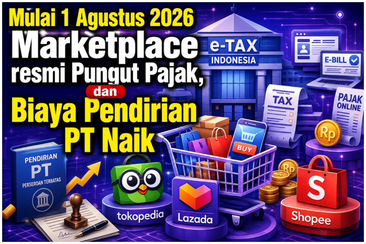 Pajak Marketplace Mulai Berlaku Pertanggal 1 Agustus 2026 Biaya PT Notaris Merek Ikut NaiK. ILUSTRASI