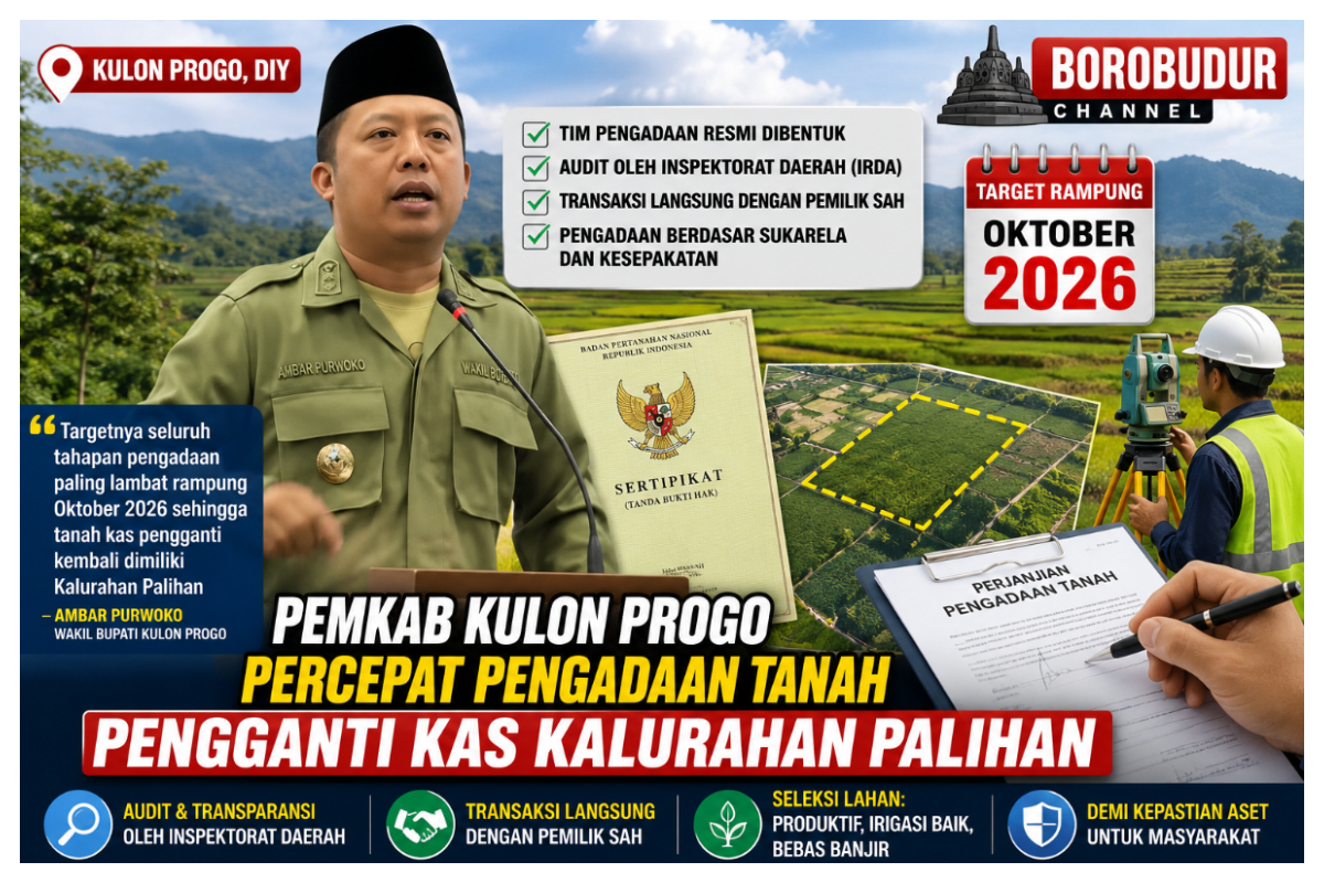 Pemkab Kulon Progo menargetkan pengadaan tanah pengganti kas Kalurahan Palihan selesai Oktober 2026. foto ilutrasii
