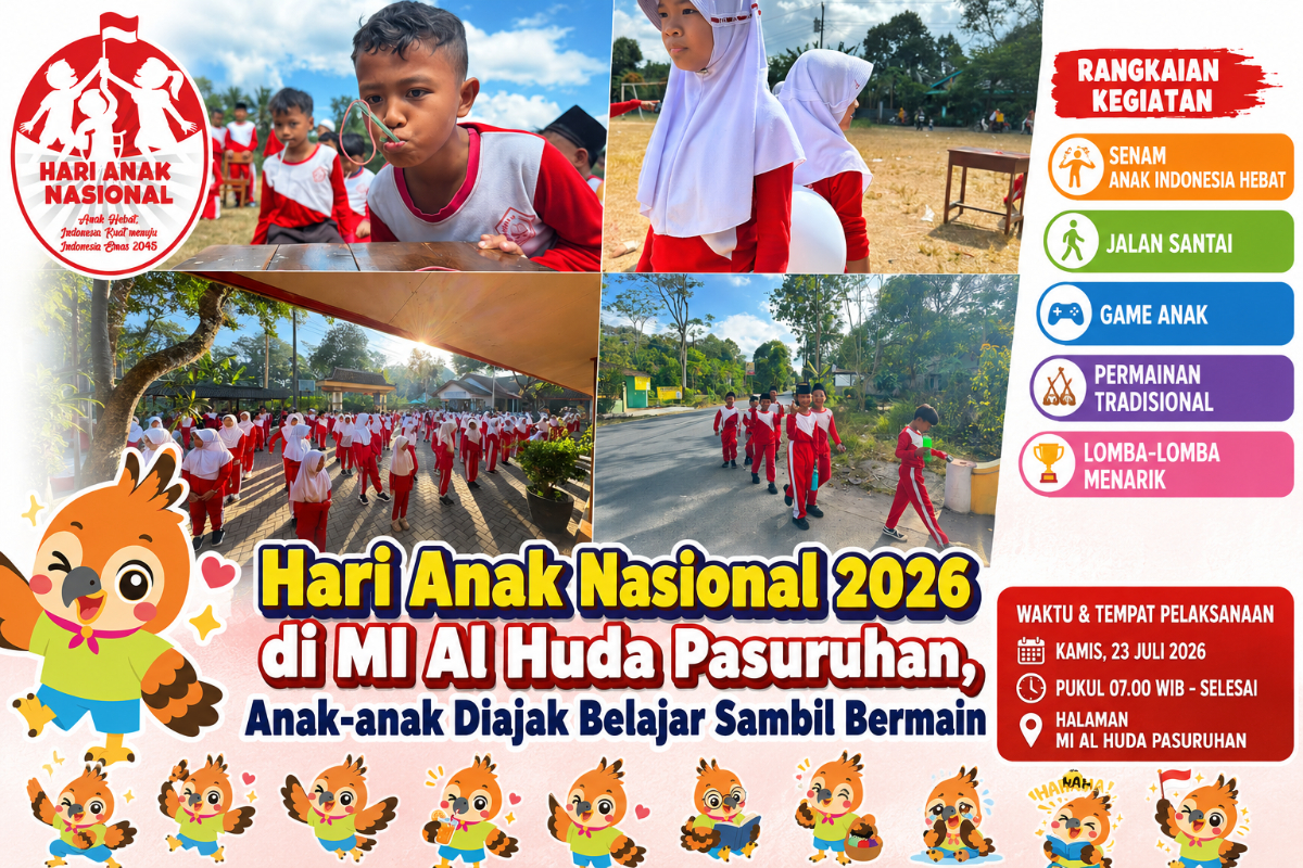 Peringatan Hari anak Nasional di MI Al Huda Desa Pasuruhan Kecamatan Mertoyudan Kabupaten Magelang. foto.collage