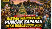 Puncak Acara Saparan Desa Borobudur berlangsung hari sabtu 25 07 2026 di Utara Candi Borobudur. foto ilustrasi