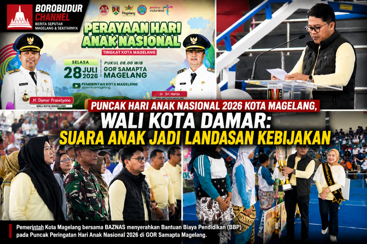 Puncak peringatan Hari Anak Nasional 2026 Kota Magelang di GOR Samapta Magelang foto istimewa