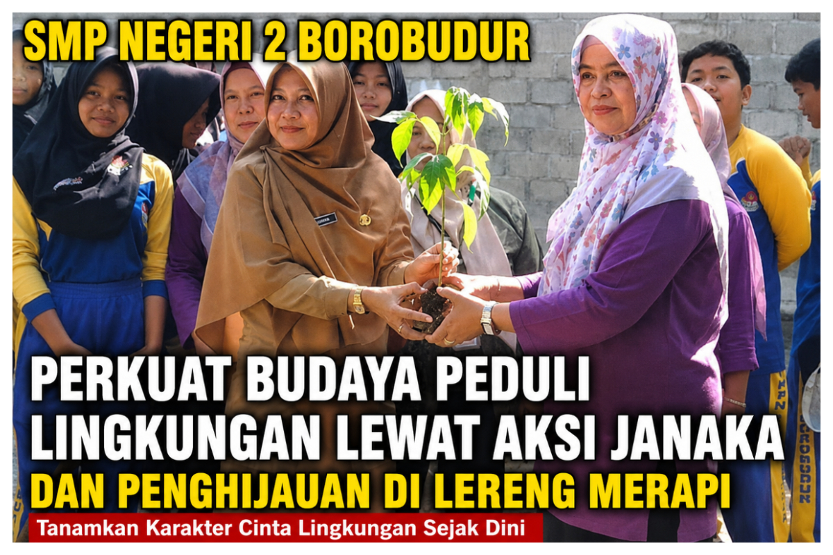 SMP Negeri 2 Borobudur Perkuat Budaya Peduli Lingkungan dengan Penghijauan di Lereng Merapi