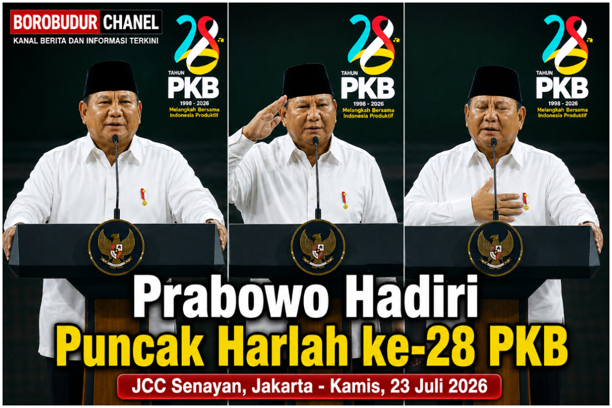 Sambutan Presiden Prabowo Subiyanto di Peringatan Harlah PKB ke 28 di JCC Senayan. fotodpppkbcollage