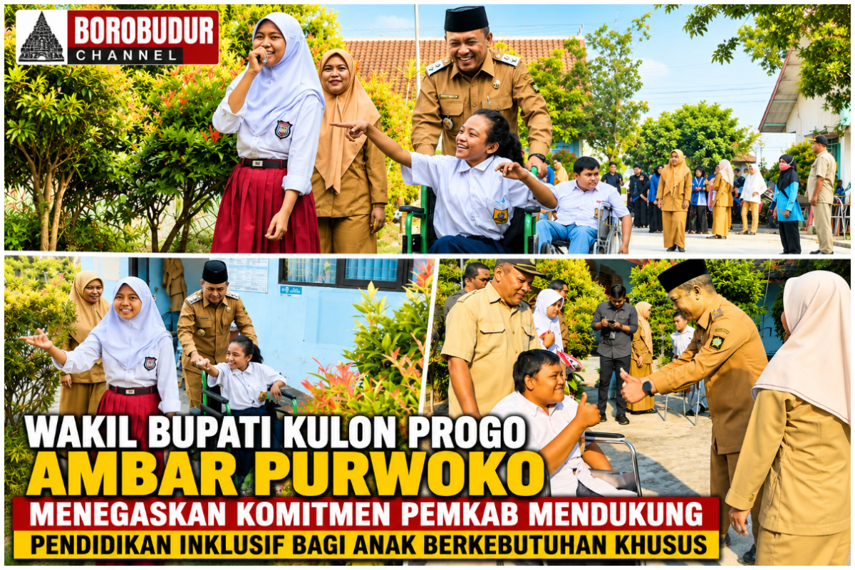 Wakil Bupati Kulon Progo Ambar Purwoko saat mengunjungi SLB Bhakti Wiyata Wates. foto Istimewa