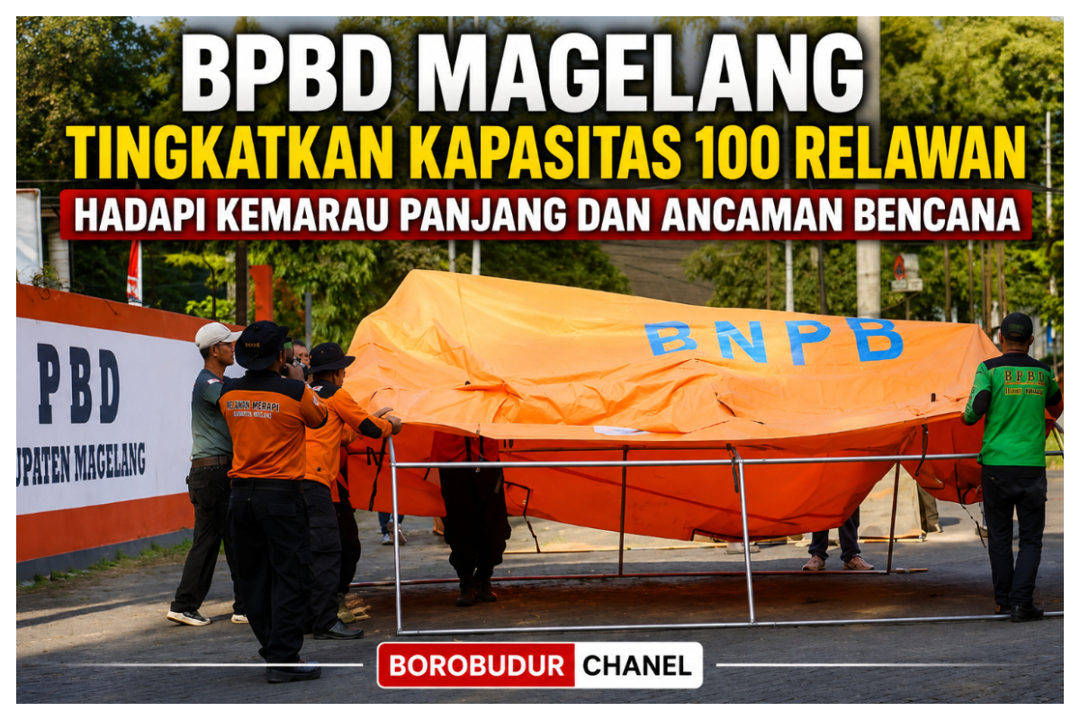 BPBD Kabupaten Magelang mengikuti simulasi bongkar pasang tenda pengungsian . foto istimewa