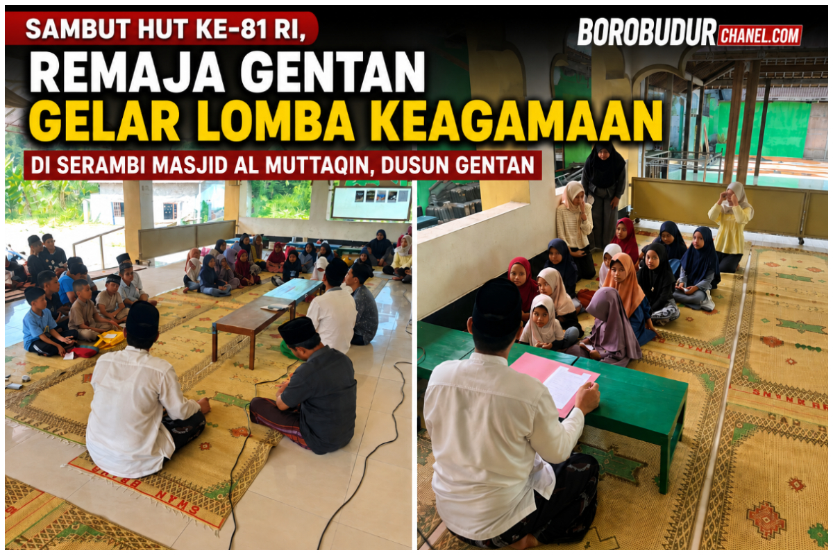 Organisasi Remaja Gentan ORGAN menggelar lomba keagamaan di Serambi Masjid Al Muttaqin minggu 02 08 2026. foto organ