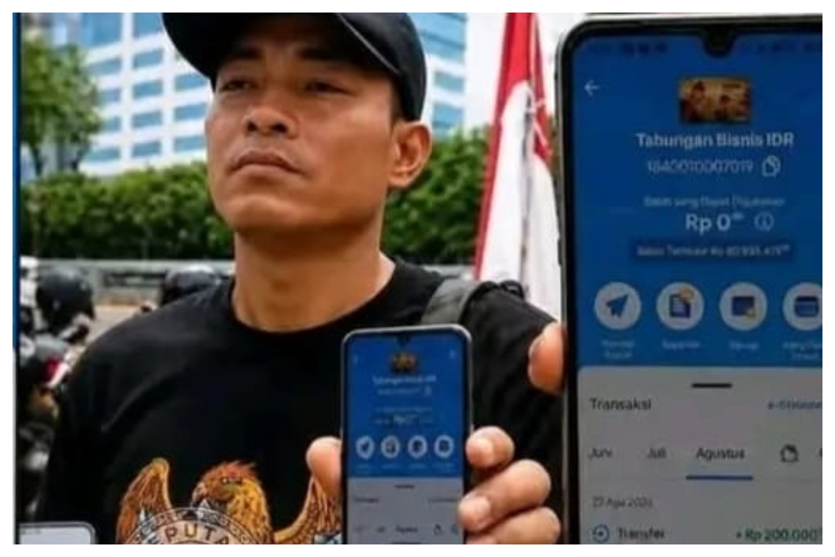 Rekening Supriyono yang digunakan untuk menampung donasi masyarakat terkait rencana aksi pada 27 Agustus 2026. Foto Istimewa