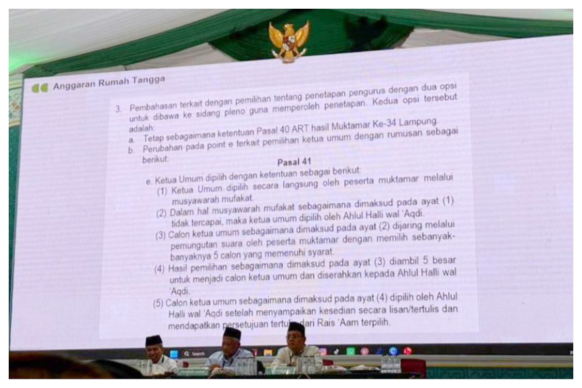 Sidang Pleno III Muktamar ke 35 Nahdlatul Ulama NU di Pondok Pesantren Bahrul Ulum Tambakberas Jombang. Foto Zakia