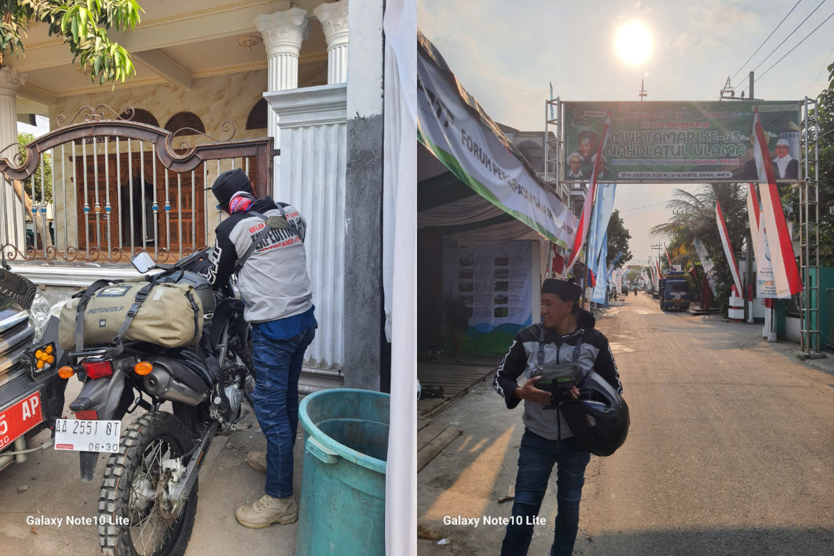 Tidak sabar Hadir di Muktamar NU 35 di JombangM. Johan Wahyudi warga Nahdliyin asal Sawangan Kabupaten Magelang Naik Trail dari Magelang Jombang. Foto Johan