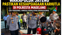 Wakapolda Jateng Brigjen Pol. Latif Usman mengecek kesiapsiagaan karhutla di Polresta Magelang. foto istimewa