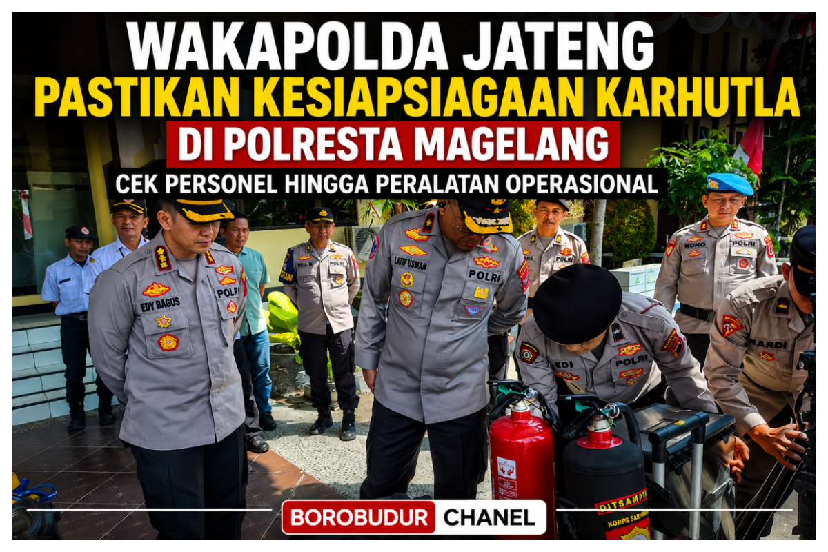 Wakapolda Jateng Brigjen Pol. Latif Usman mengecek kesiapsiagaan karhutla di Polresta Magelang. foto istimewa
